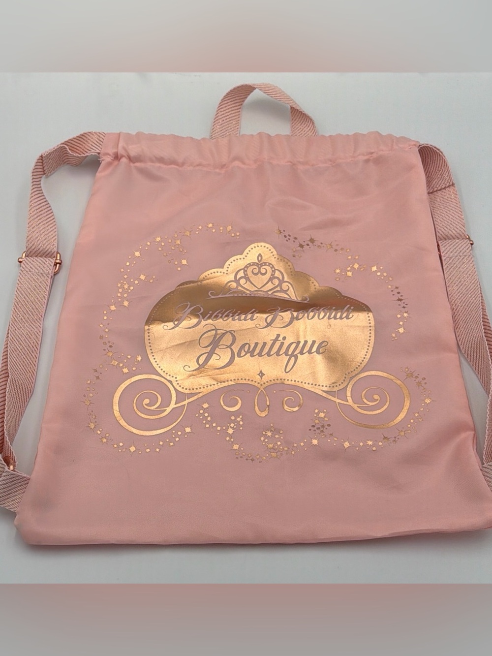 Drawstring Backpack - Pink with Gold Foil